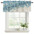Blue Gradient Mosaic 2 Panels Kitchen Valance, Grid Abstract Color ...