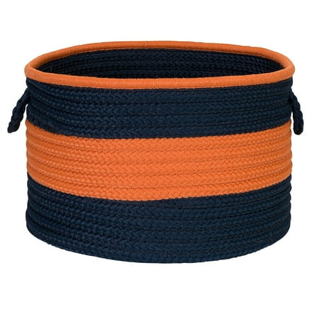 

Colonial Mills 14 Navy Orange Classic Round Braided Storage Basket