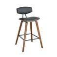 thumbnail image 2 of Fox 25.5" Counter Height Gray Faux Leather and Walnut Wood Mid-Century Modern Bar Stool - Set of 2, 2 of 6