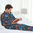 thumbnail image 6 of Yiaed Marine Inhabitants Print Men’s Pajamas Set - Long Sleeve Button Down Sleep Shirt and Pajama Bottoms Sleepwear Set Mens Pjs Sets Men's Pajama Bottoms-X-Large, 6 of 7