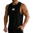 thumbnail image 2 of HVOBTTY Summer Men's Plus Size Solid Color Mesh Fabric Round Neck Sleeveless Muscular Physique Sport Tank Tops, 2 of 4