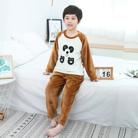 

BadyminCSL Toddler Kids Baby Boys Girls Cartoon Pajamas Winter Warm Coats Pants Outfits Set