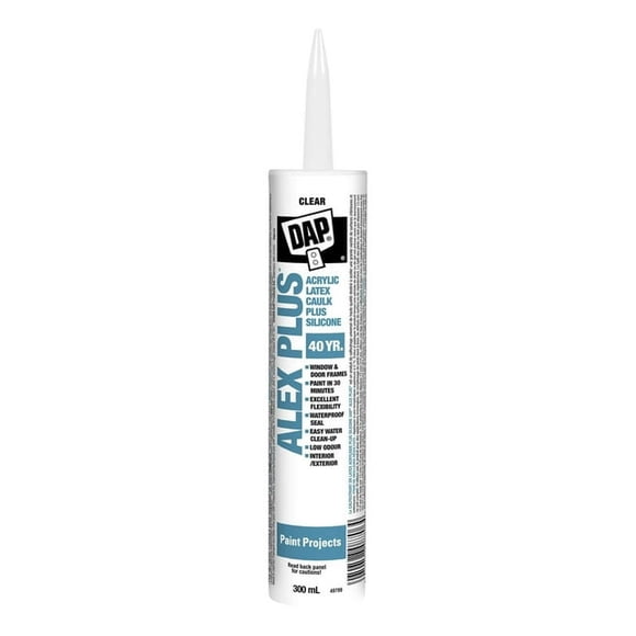 DAP Canada Alex plus Acrylique Latex Mastic plus Silicone, 300ml, Transparent, Transparent2, 300 ml