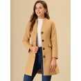 thumbnail image 2 of Abrigo largo elegante de invierno para mujer con cuello en V y un solo pecho Caqui S, 2 of 7