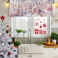 thumbnail image 5 of Pink Christmas Curtain Valances for Windows, Kitchen Valance Window Treatments Panel 2 Pack, Blue Sky Xmas Tree Snowflake Rod Pocket Short Curtains for Bathroom Bedroom 42 x 12 Inch, 5 of 8