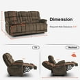 thumbnail image 3 of MCombo 3 Seat Power Reclining Sofa with Drop Down Table for Living Room, Heat, Vibration, USB Ports, Dark Brown, 3 of 7