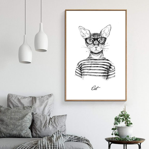 wall26 Framed Canvas Wall Art for Living Room, Bedroom Whimsical Animal Illustration XIV Canvas Prints for Home Decoration Ready to Hang - 24x36 inches