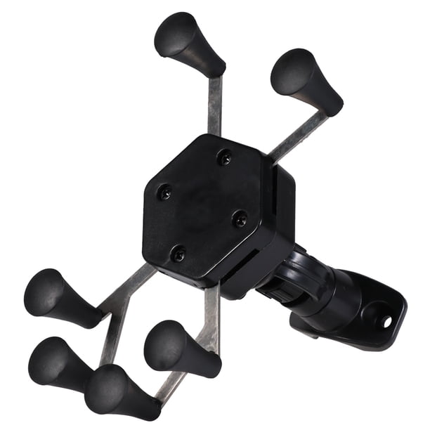 WORGEOUS 1pc Moto Soporte para manillar de bicicleta Soporte antirrobo para agarre manual Soporte para teléfono móvil de 6 garras (negro, estilo de manillar, sin cargo)