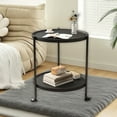 thumbnail image 6 of 2 Tier Side Table Folding Round End Table Small Nightstand With Two Removable Tray For Bedroom Living Room Bedside Small Spaces Tall Nightstand End Table, 6 of 6