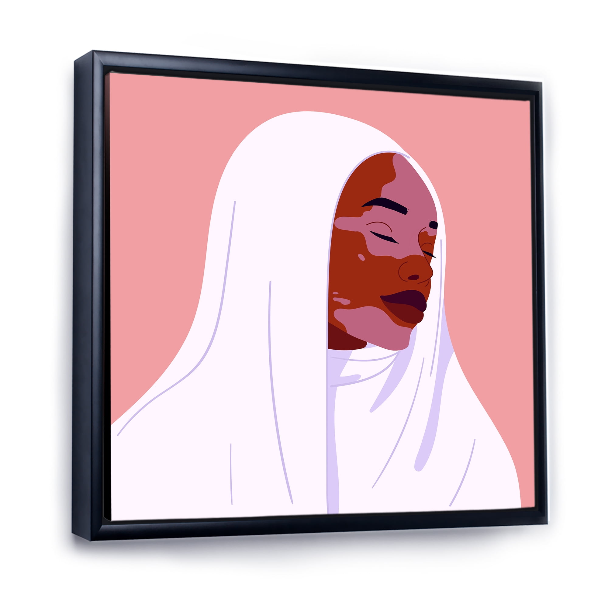Designart 'Beautiful Abstract Smiling Afro African Woman With VItiligo' Moroccan Framed Canvas Wall Art Print