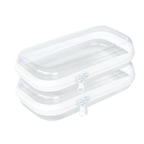 Thickened Clear Hard Shell Zipper Case,Professional-Grade Plastic Clear Zipper Case (2PCS-M)