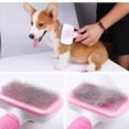 thumbnail image 3 of Pet Slicker Brush Cabello Autolimpiante Desprendimiento Peine Masajeador Rosa Sunnimix Cepillo autolimpiante para perros, 3 of 8