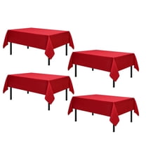 Romanstile 4pcs Red Rectangle Tablecloths Polyester Table Cloth 60 x x 102 Decorative Table Cover for Dining Table Washable Fabric Table Cover for Dining, Party and Outdoor use