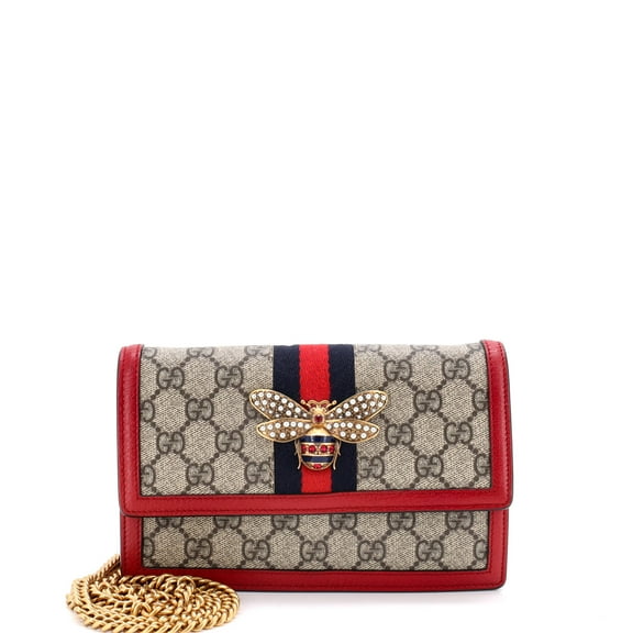 Pre-Owned Queen Margaret Chain Wallet GG Coated Canvas Mini By Rebag