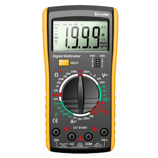 Multímetro Digital Bloosom Lcd Portátil Pinza Medidor Multifuncional Negro Con Amarillo