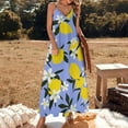 thumbnail image 3 of Lemons Blossoms Blue Background Pattern Sleeveless Dress Women's Evening Dress Womans Clothing, 3 of 9