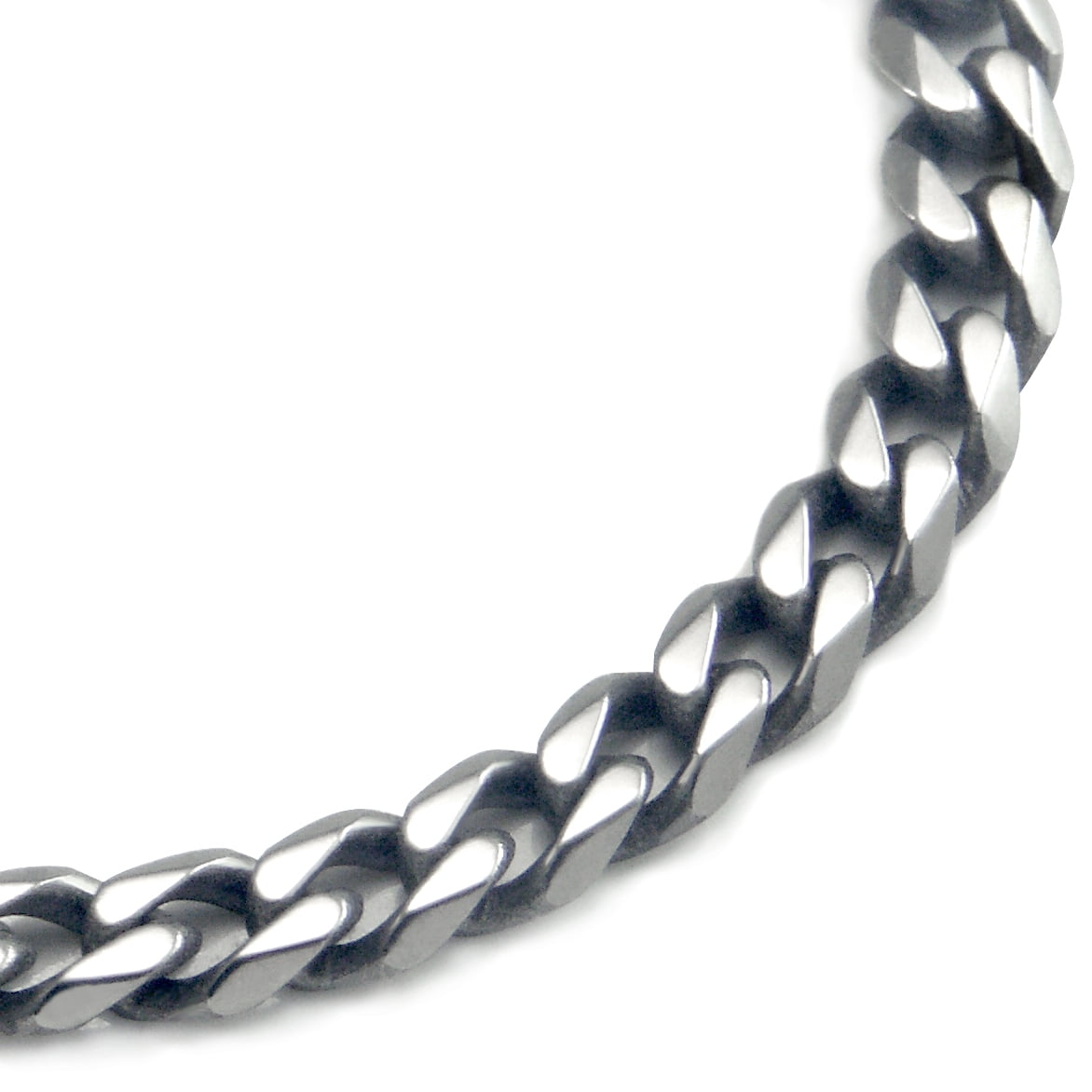 Titanium Kay Solid Titanium 4MM Curb High Polish Finish Chrome Color Men's Link Bracelet 7.5"