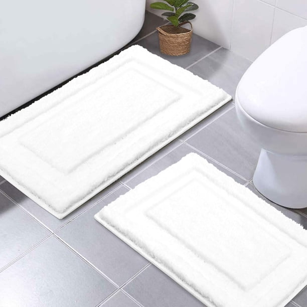Juego de alfombrillas de baño SHACOS de microfibra blanca lavables de 40 x 60 cm o 50 x 80 cm