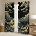 thumbnail image 2 of Feelyou Ocean Wave Blackout Curtains Set of 2 (52x84 Each), Japanese Window Curtains, 2 of 6
