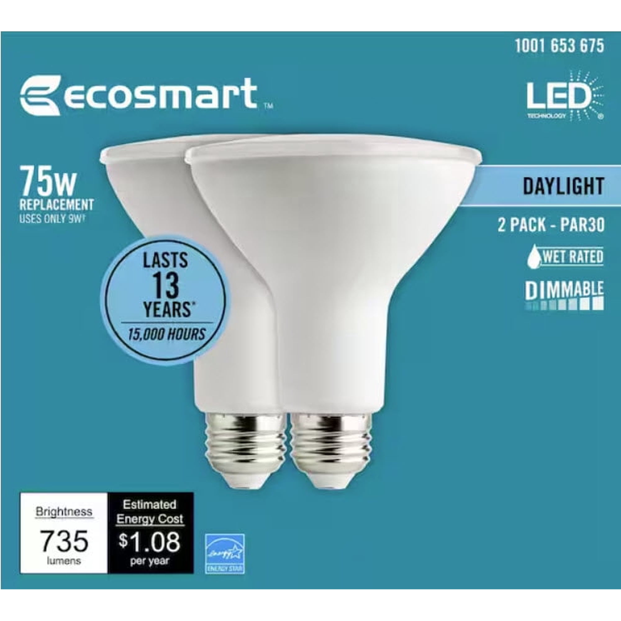 EcoSmart 75w PAR30 Daylight Dimmable Flood Energy Star LED Light Bulb