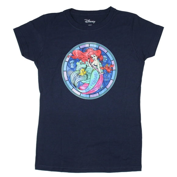 Juniors' Disney Little Mermaid Stained Glass Short Sleeve T-Shirt Tee (2XL)