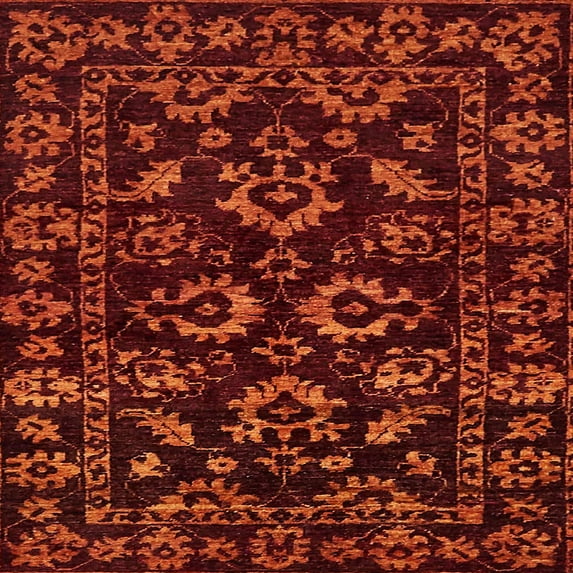 Ahgly Company Indoor Square Abstract Dark Red Oriental Area Rugs, 6' Square