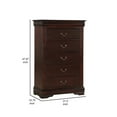 thumbnail image 5 of Ryla 48 Inch Tall Dresser Chest, 5 Drawers, Metal Handles, Solid Brown Wood, 5 of 6