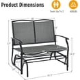 thumbnail image 3 of 2-Person Patio Glider Bench, Outdoor Rocker Glider Loveseat Chair W/Heavy-Duty Steel Frame, Breathable Seat Fabric, Rocking Lounge Chair for Poolside, Garden, Backyard (Grey), 3 of 18