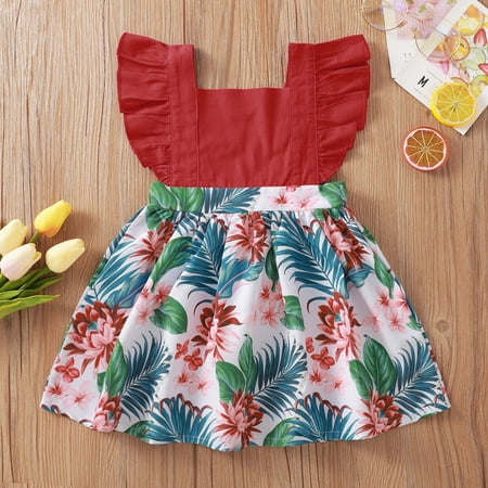 

Rewenti Newborn Infant Baby Girls Ruffle Floral Watermelon Print Dress Princess Dress Girl s Gift Red 92(92)