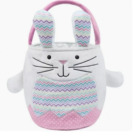 Joqmia Personalized Name Easter Basket For Kids - Custom Cute Striped Embroidery Easter Bunny Basket For Boys Girls