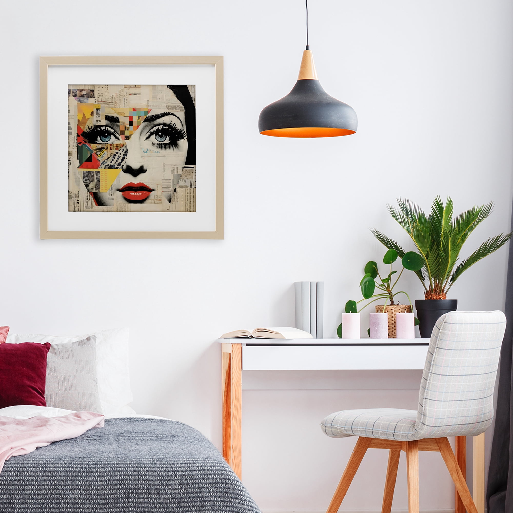 Stupell Industries Fashion Collage Pop Portrait Birch Framed Print Under Glass, design by Creative Studio