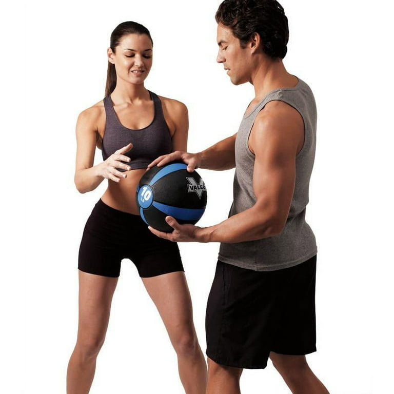 Valeo 10 Pound Medicine Ball With Sturdy Rubber Construction And Textured Finish Weight Ball Includes Exercise Chart For Strength Training Plyometric Training Balance Training And Muscle Build Walmart...