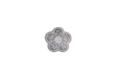 Lily 1.5" Shiny Silver White Flower Iron On Applique Motif Patch 12 or 24 pcs