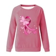 thumbnail image 5 of VKOYWKM Womens Breast Cancer Awareness Tops Pink Ribbon Print T-Shirts Long Sleeve Breast Cancer Survivor Tops Fall Crew Neck Pullover Tees, 5 of 5