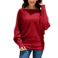 thumbnail image 2 of Womens Long Sleeve Shirts Button Up Tops Clearance Under $10 Off Shoulder Plus Sweater Pullover Tops Long Sleeve Sweatshirt, 2 of 4