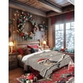 thumbnail image 4 of Christmas Own Flannel Blanket for Bed,Travel and Camping, Pine Tree Snowflake Grey Retro Linen Super Soft Cozy Blanket for All Seasons 50"x60", 4 of 6