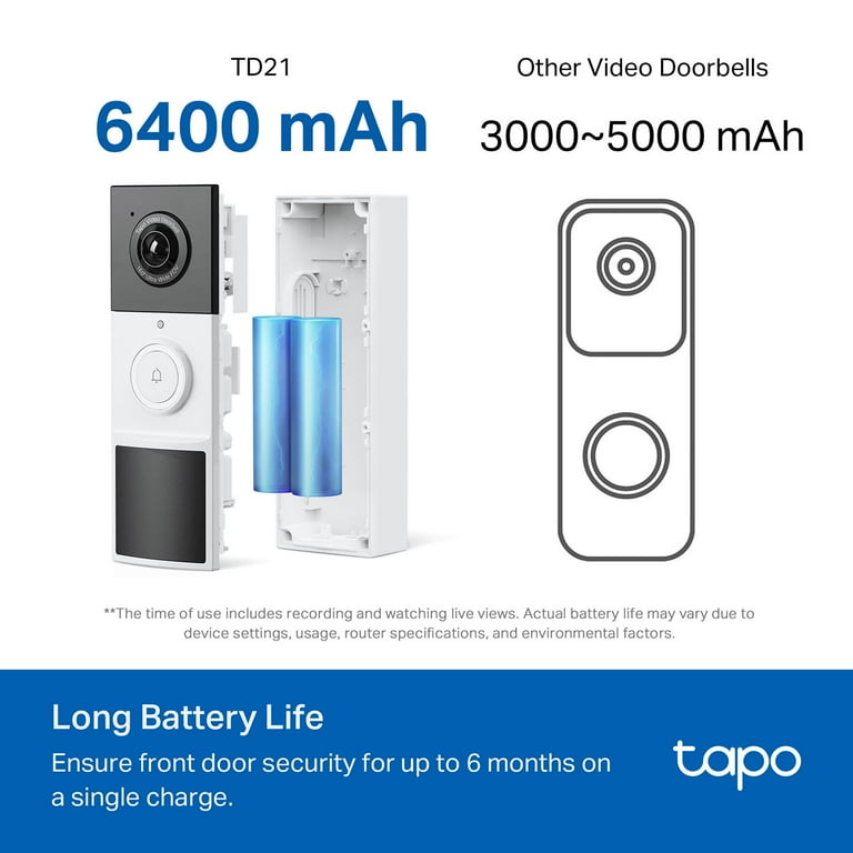 pack) TP-Link Tapo Wireless Smart Video Doorbell with 2K Camera