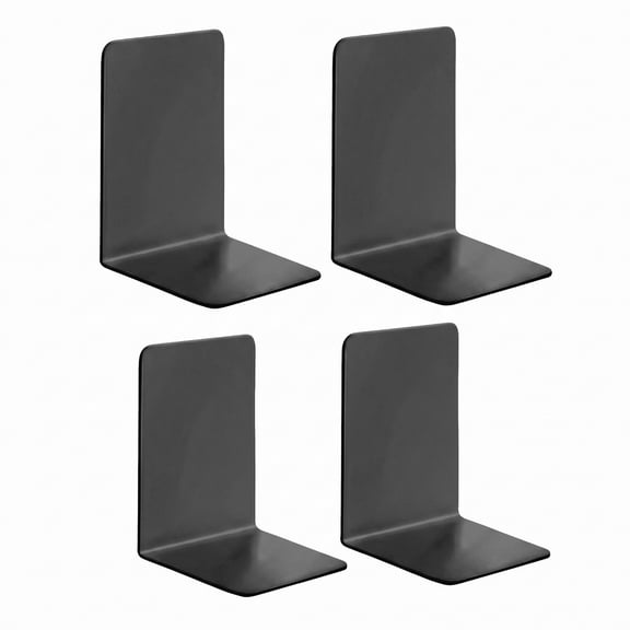 2 Pairs Heavy-Duty Black & White Book Ends, Sturdy Book Organizers for Heavy Books, Home Office & School Supplies