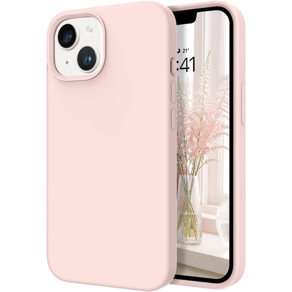 iPhone 14 Étui, Étui de Téléphone iPhone 14 en Silicone Liquide avec Gel Souple en Caoutchouc, Étui Mince et Mince avec Doublure en Microfibre, Étui de Protection Antichoc pour iPhone 14 de 6,1 Pouces, Rose