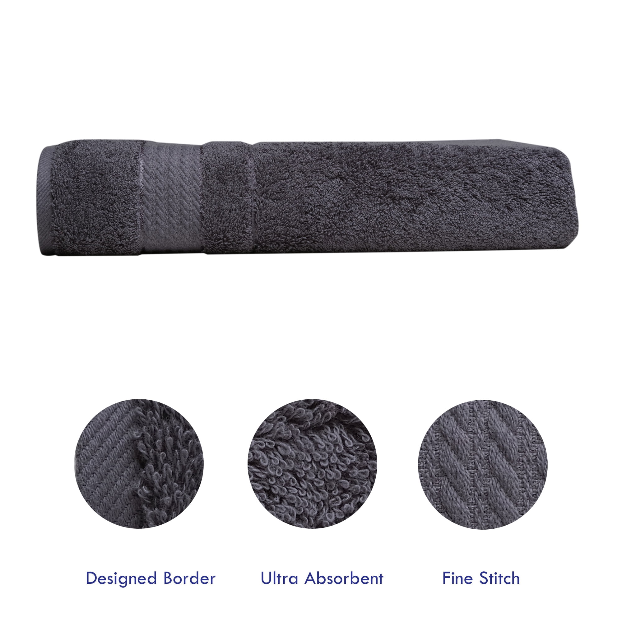 Melissa Linen Premium Turkish Cotton Set of 3 Luxury Bath Towel Set, Dark Gray