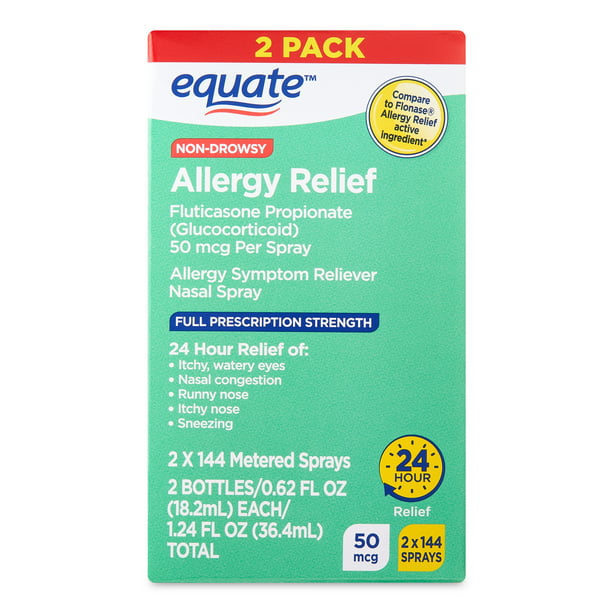 Equate Allergy Relief Fluticasone Propionate Spray, mcg, 144 Metered Sprays, 2 Pack - Walmart.com