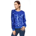 thumbnail image 3 of Women's Glitter Sequin Sweatshirt Long Sleeve Pullover Tops with Ribbed Cuffs, 3 of 5