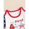 thumbnail image 5 of Bagilaanoe 4th of July Jumpsuit for Newborn Baby Girl Boys Short Sleeve Letter Flag Print One-pieces 3M 6M 12M 18M Infant Independence Day Clothes, 5 of 7