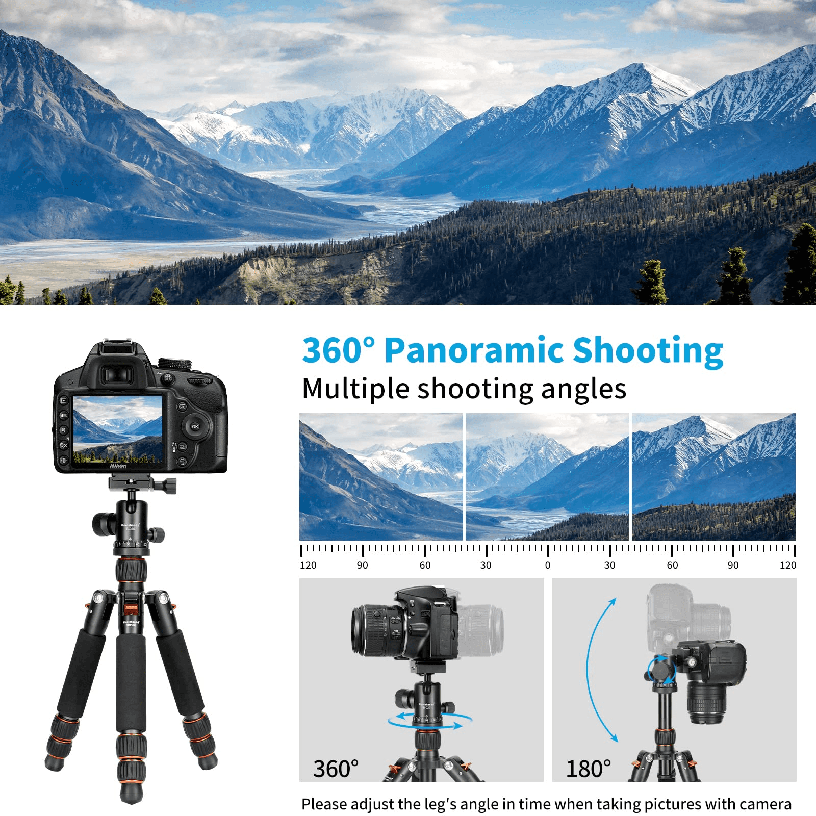 Koolehaoda Portable Mini Tripod Aluminum Alloy Tabletop Tripod 25inch with 360 Degree Ball Head, 1/4 inch Quick Shoe Plate for DSLR Camera Video Camcorder TMP-223 Orange