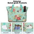 thumbnail image 2 of Tote Bag for Women - Pioneer Flower Shoulder Bag - Large Utility Work Duffle Bag with Zipper Handbag for Travel, Work, Sprots, 2 of 5