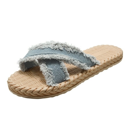 

High Heels Sandals for Women Wedge Denim Sandals Beach Fashion Cross Sandals Women s Womens Thong Sandals 8m