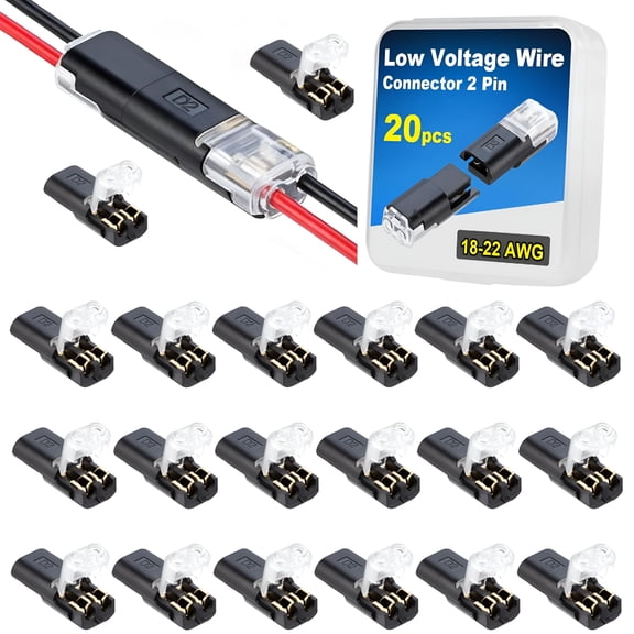GJX Double Wire Lock-Grip Connector, 2 Pin LED Light Strip Connector with Lock - No Stripping or Cutting Required (20PCS)