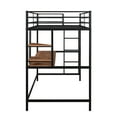 thumbnail image 4 of Twin Size Loft Bed with shelf & Desk, Metal Loft Bed Frame with Full-Length Guardrail for Kids, Teens, No Box Spring Needed, Black, 4 of 7