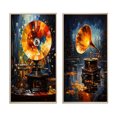 thumbnail image 2 of Designart "modern Phonograph Fusion II" Phonographes Art Mural Encadré Ensemble de 2 - Cadre de Mode Multicolore Ensemble de Galerie pour Décoration de Bureau, 2 of 6