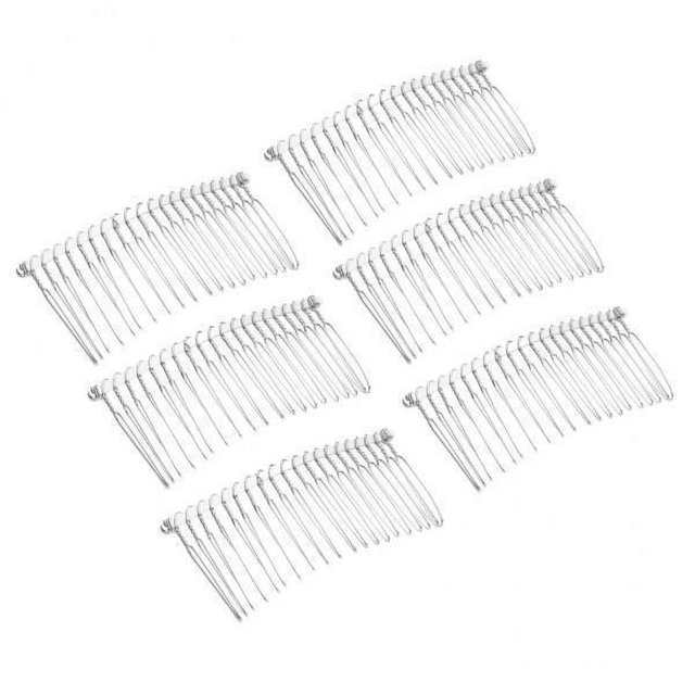 6pcs Bricolaje en Metal Pinzas para El Cabello Lado Peine 20 Dientes Accesorios para El Cabello de Plata 2 piezas